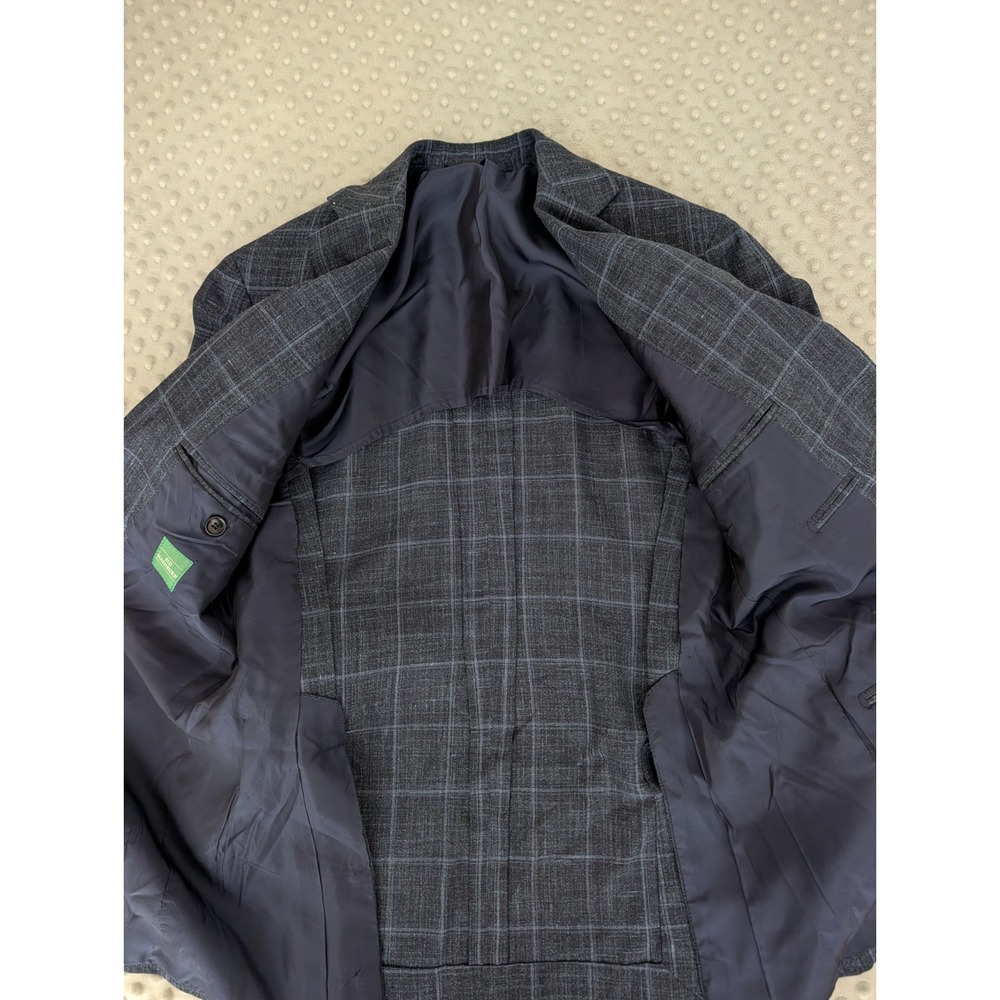 Sid Mashburn Blazer Men's 36S Navy Check Wool Silk Linen Suit Jacket Half Lined - Picture 13 of 16